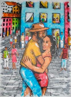 A pintura 'Bailando no Pelourinho'.