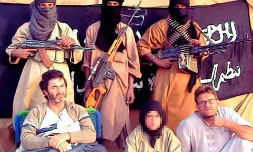 Los dos voluntarios catalanes secuestrados por Al Qaeda.