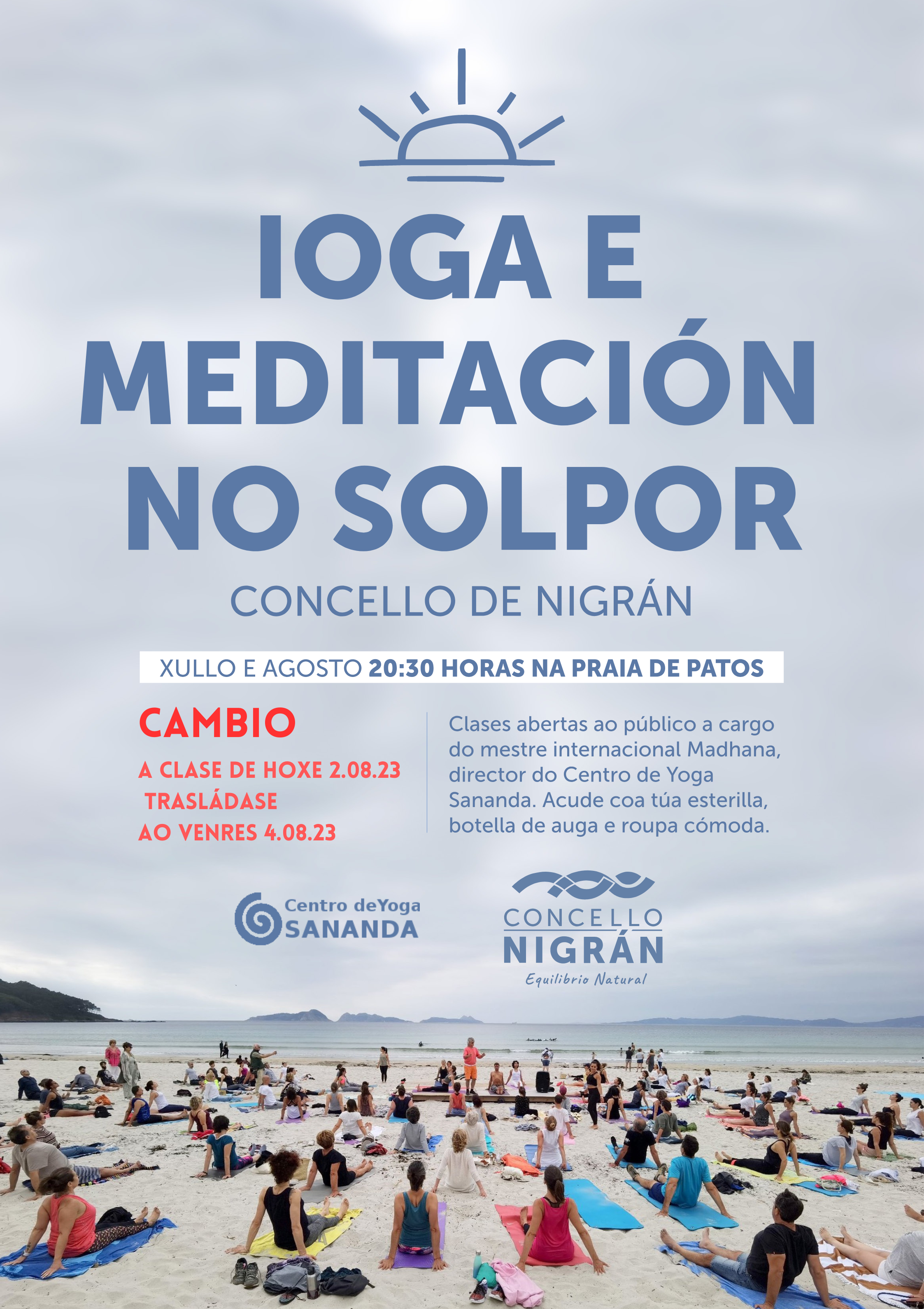 O Concello de Nigrán traslada ao venres, en Patos, o 'Ioga e meditación no solpor'